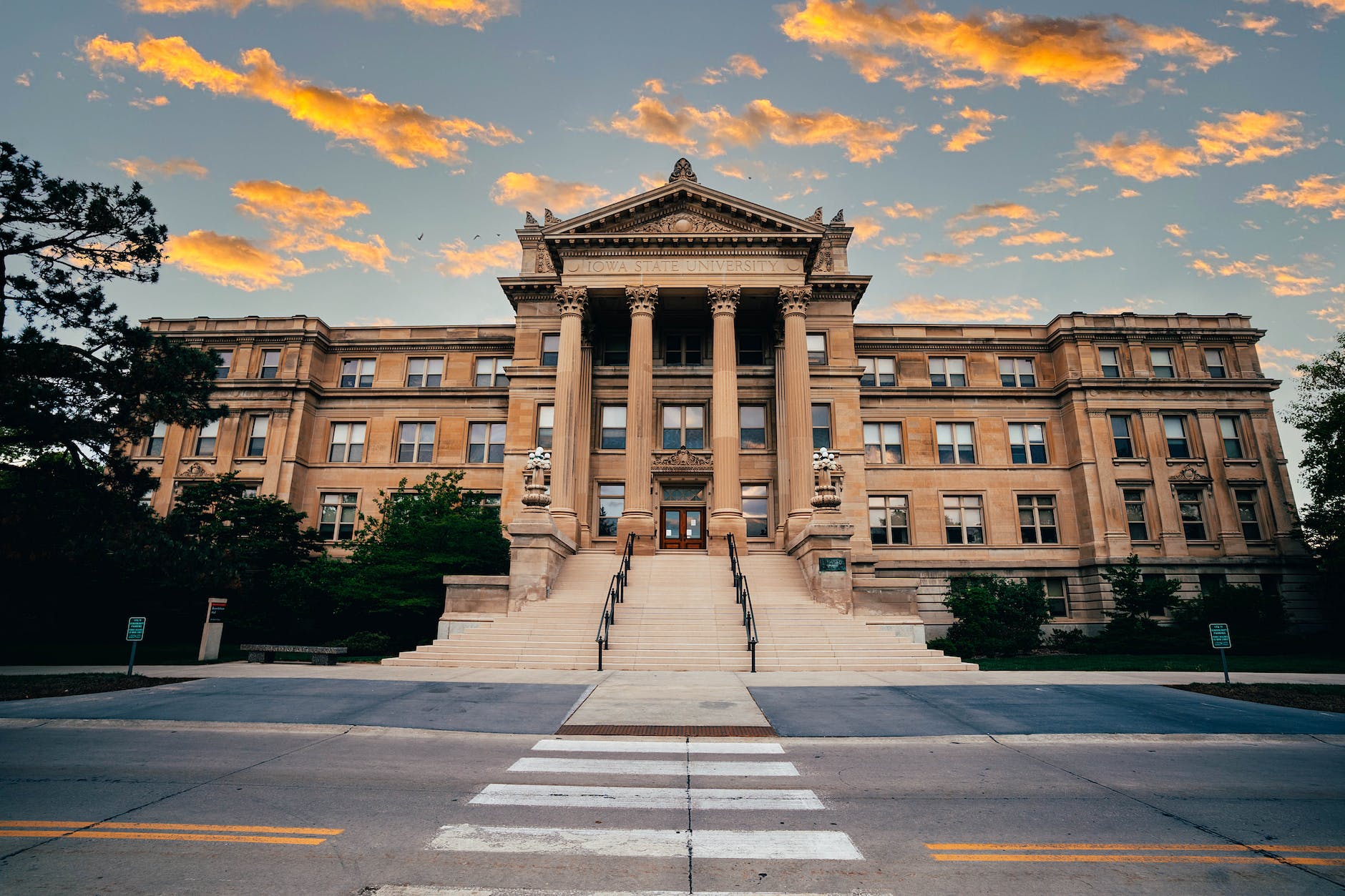 beardshear hall iowa state university at sunset